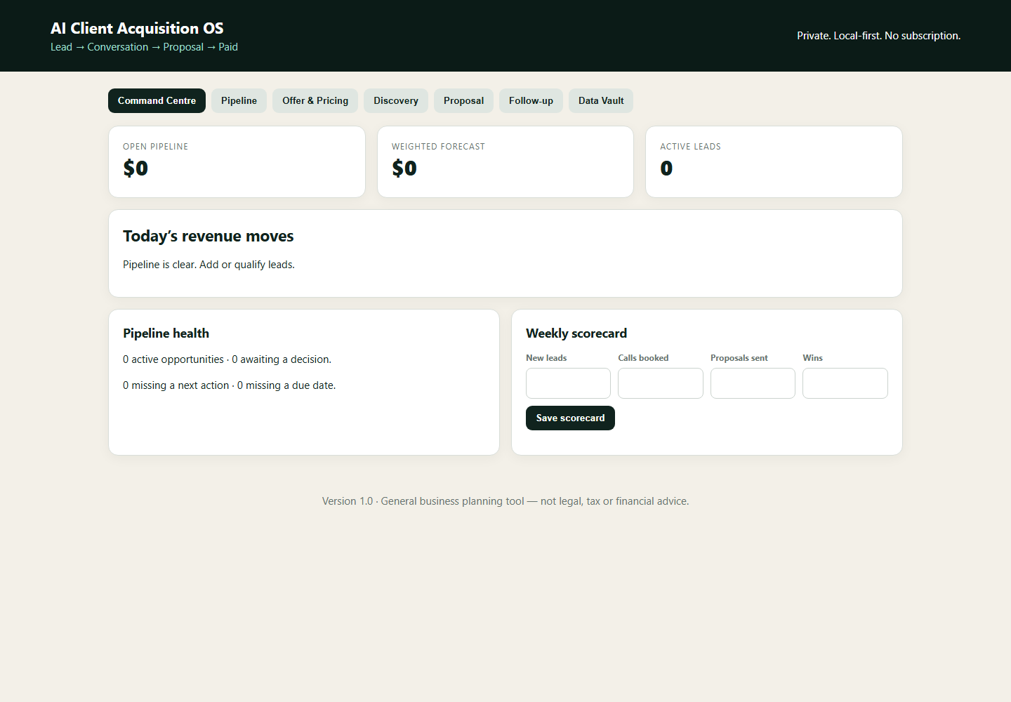 AI Client Acquisition command centre