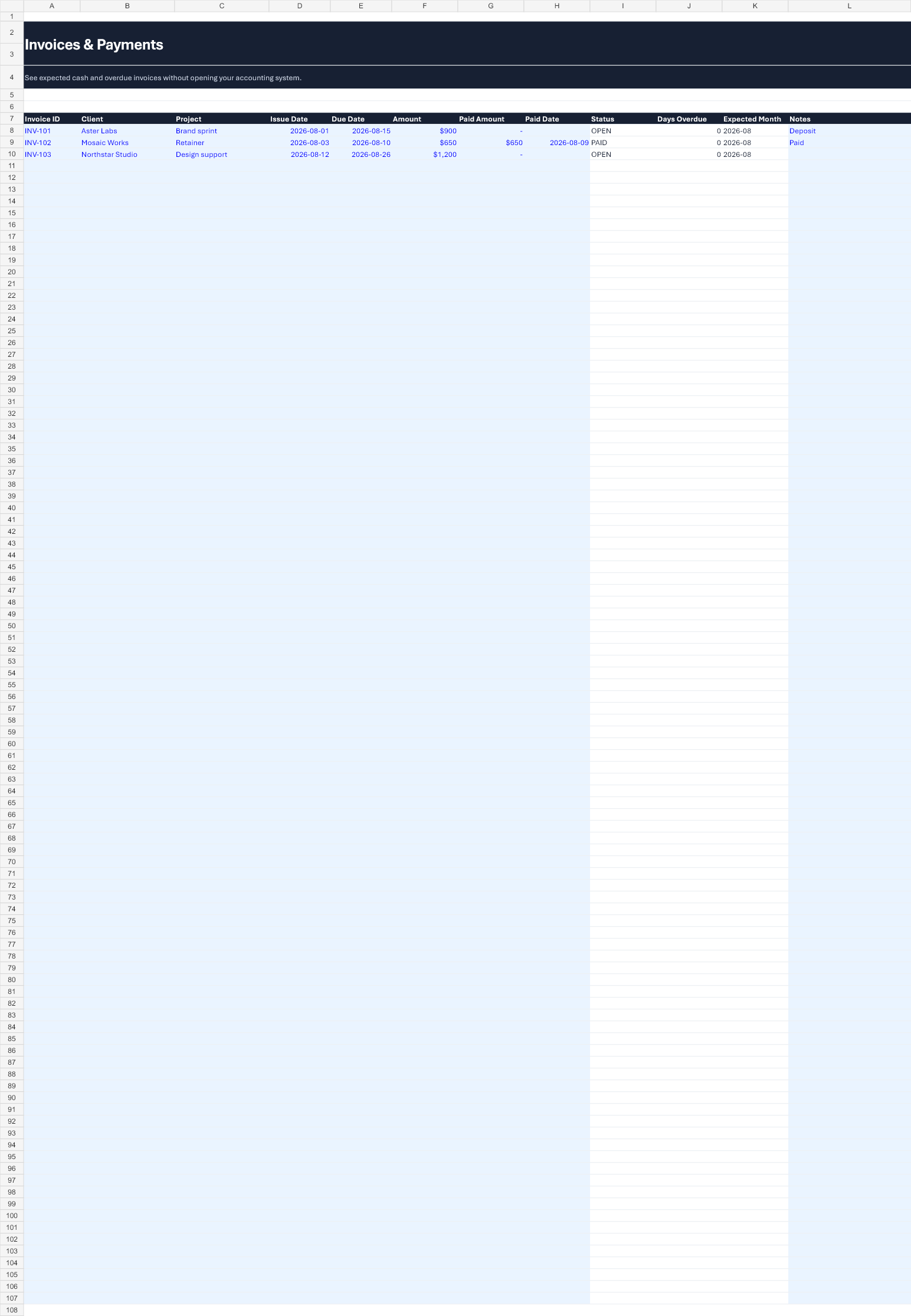 Invoice tracker